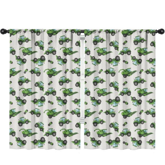 Blackout Kids Curtains,Tractor and Harvesters Gray Pattern Children's Insulated Curtains Set Of 2,Bedroom Essentials,Toddler Room Decor 52"x84"