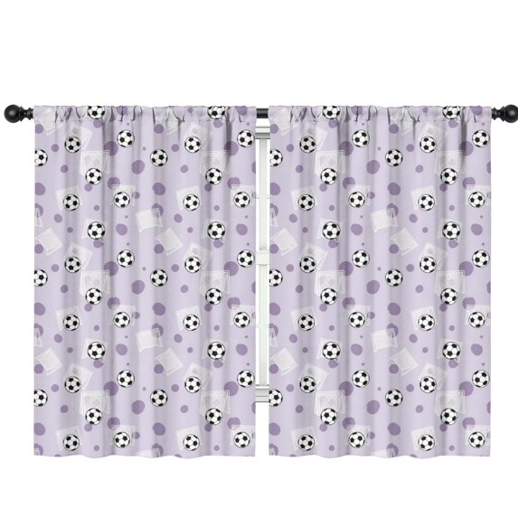 Blackout Kids Curtains,Football and Goal Lilac Pattern Children's Insulated Curtains Set Of 2,Bedroom Essentials,Toddler Room Decor 42"x63"