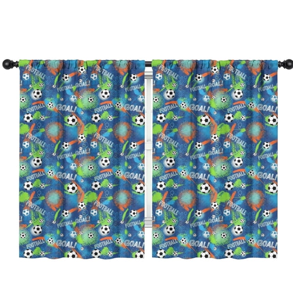 Blackout Kids Curtains,Football and Splash Blue Pattern Children's Insulated Curtains Set Of 2,Bedroom Essentials,Toddler Room Decor 42"x63"
