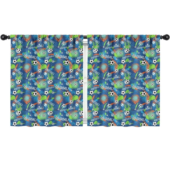 Blackout Kids Curtains,Football and Splash Blue Pattern Children's Insulated Curtains Set Of 2,Bedroom Essentials,Toddler Room Decor 52"x63"
