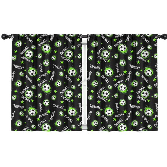Blackout Kids Curtains,Football and Star Black Pattern Children's Insulated Curtains Set Of 2,Bedroom Essentials,Toddler Room Decor 42"x54"