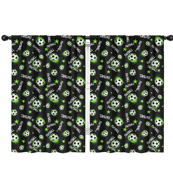 Blackout Kids Curtains,Football and Star Black Pattern Children's Insulated Curtains Set Of 2,Bedroom Essentials,Toddler Room Decor 42"x63"