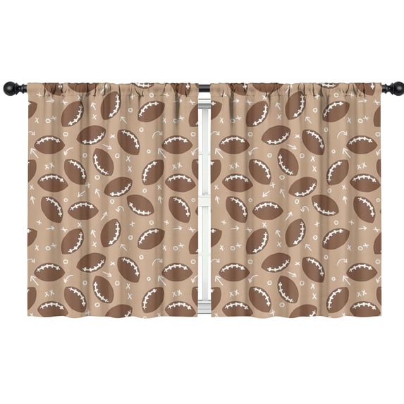 Blackout Kids Curtains,Football with Symbols Pattern Childrens Insulated Curtains Set Of 2,Bedroom Essentials,Toddler Room Decor 42"x54"