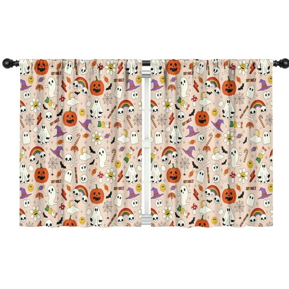 Blackout Kids Curtains,Fun Halloween Pattern Childrens Insulated Curtains Set Of 2,Bedroom Essentials,Toddler Room Decor 42"x54"