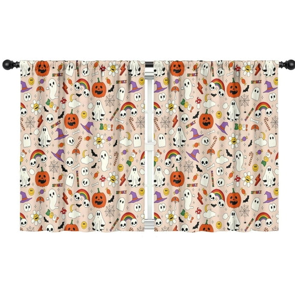Blackout Kids Curtains,Fun Halloween Pattern Childrens Insulated Curtains Set Of 2,Bedroom Essentials,Toddler Room Decor 42"x54"