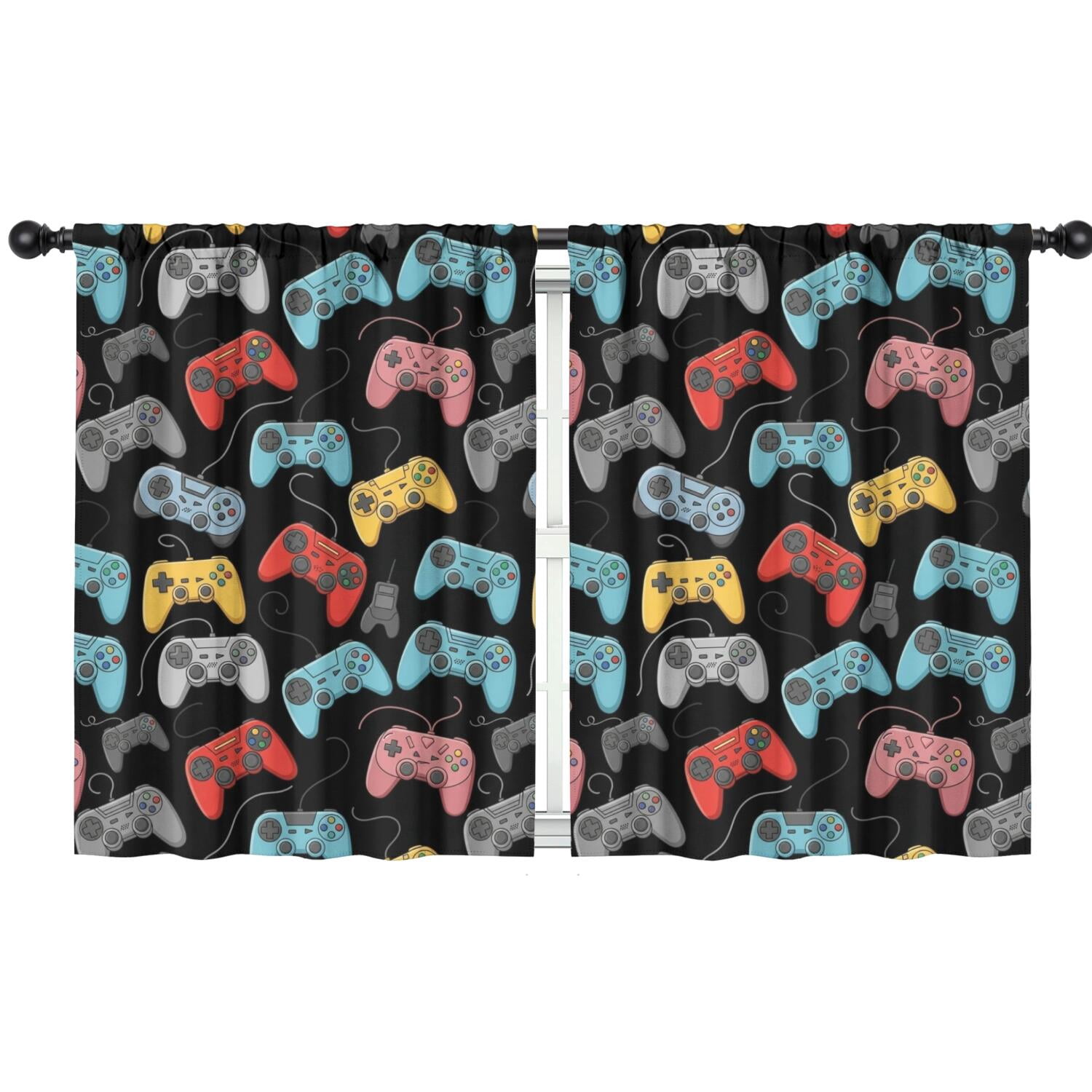 Blackout Kids Curtains,Game Controller Black Pattern Children's ...