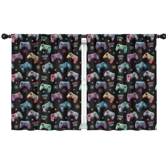 Blackout Kids Curtains,Game Controller Black Patternx Children's Insulated Curtains Set Of 2,Bedroom Essentials,Toddler Room Decor 42"x54"