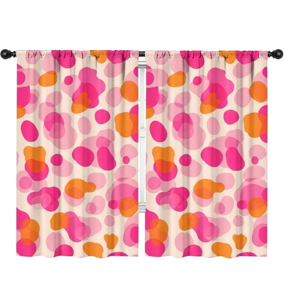 Blackout Kids Curtains,Geometric Circle Pink Pattern Children's Insulated Curtains Set Of 2,Bedroom Essentials,Toddler Room Decor 52"x84"