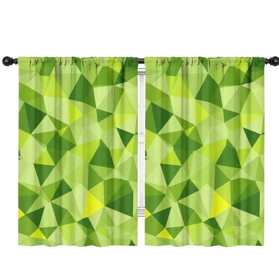 Blackout Kids Curtains,Geometric Triangle Green Pattern Children's Insulated Curtains Set Of 2,Bedroom Essentials,Toddler Room Decor 42"x63"
