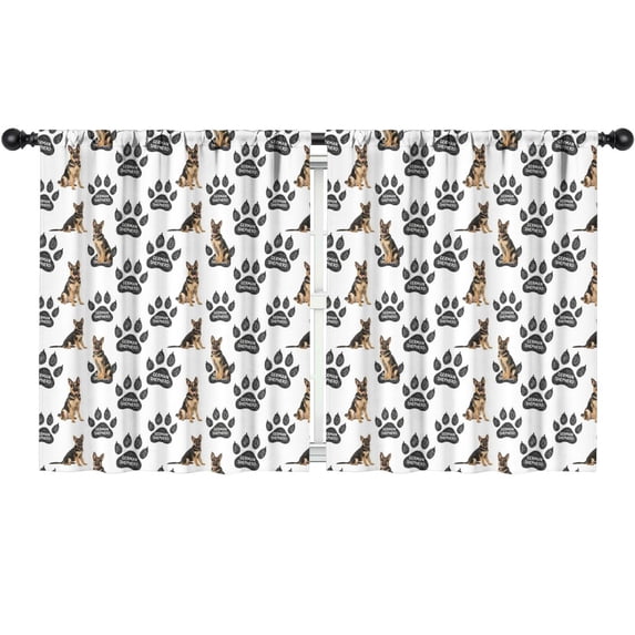 Blackout Kids Curtains,German Shepherd and Dog Paw Print Children's Insulated Curtains Set Of 2,Bedroom Essentials,Toddler Room Decor 52"x63"