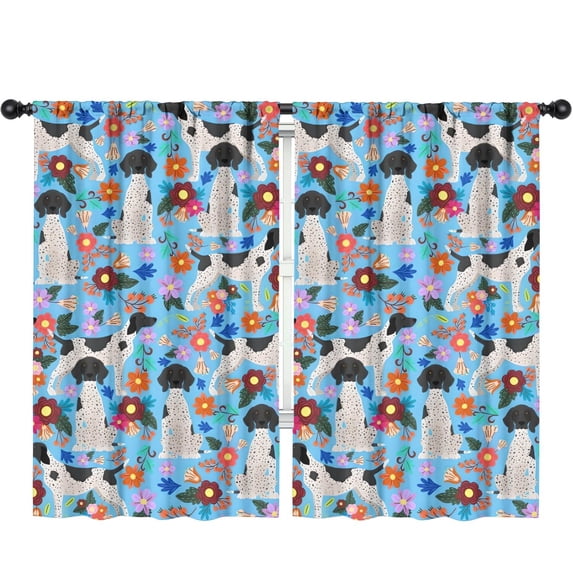 Blackout Kids Curtains,German Shorthaired Pointer Dog and Flower Childrens Insulated Curtains Set Of 2,Bedroom Essentials,Toddler Room Decor 52x84in(132x213cm)