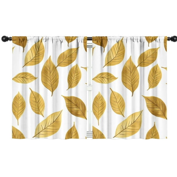 Blackout Kids Curtains,Golden Leaves Pattern Childrens Insulated Curtains Set Of 2,Bedroom Essentials,Toddler Room Decor 42x54in(106x137cm)