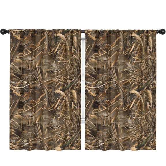 Blackout Kids Curtains,Grassland Camo Brown Plants Pattern Childrens Insulated Curtains Set Of 2,Bedroom Essentials,Toddler Room Decor 52"x84"