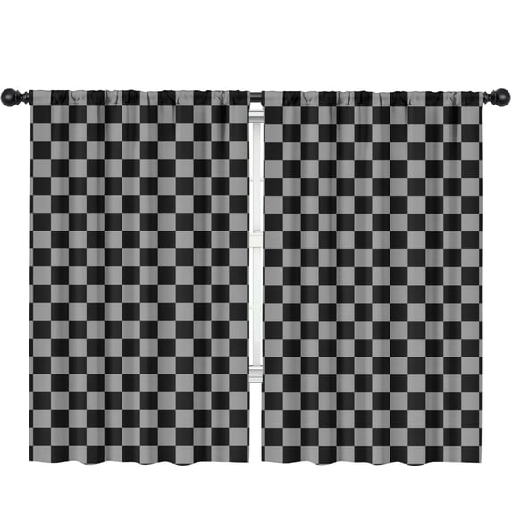 Blackout Kids Curtains,Gray Checkerboard Childrens Insulated Curtains Set Of 2,Bedroom Essentials,Toddler Room Decor 52"x84"(132x213cm)