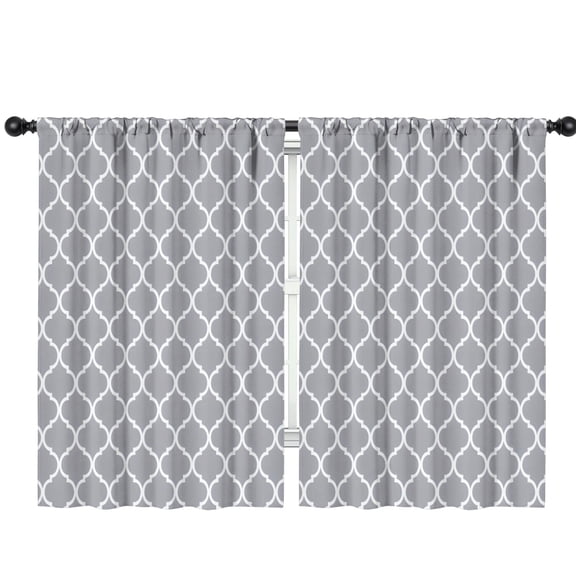 Blackout Kids Curtains,Gray Geometric Quatrefoil Pattern Childrens Insulated Curtains Set Of 2,Bedroom Essentials,Toddler Room Decor 42x63in(106x160cm)