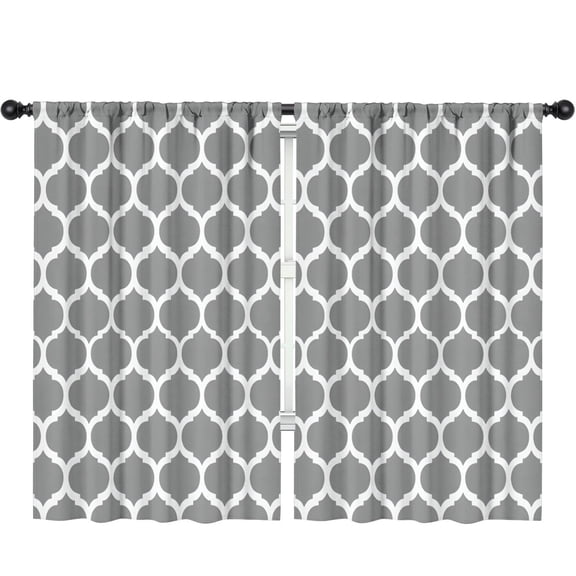 Blackout Kids Curtains,Gray Geometric Quatrefoil Pattern Childrens Insulated Curtains Set Of 2,Bedroom Essentials,Toddler Room Decor 52x84in(132x213cm)