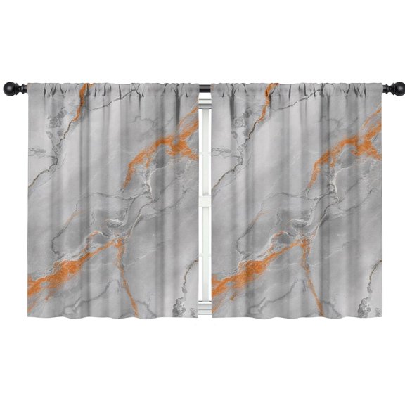 Blackout Kids Curtains,Gray Marble Orange Line Pattern Childrens Insulated Curtains Set Of 2,Bedroom Essentials,Toddler Room Decor 42"x54"