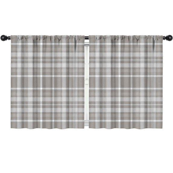 Blackout Kids Curtains,Gray White Plaid Checkered Pattern Childrens Insulated Curtains Set Of 2,Bedroom Essentials,Toddler Room Decor 52"x63"