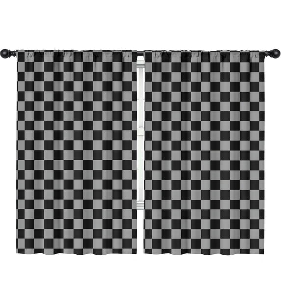 Blackout Kids Curtains,Gray and Black Checkered Pattern Children's Insulated Curtains Set Of 2,Bedroom Essentials,Toddler Room Decor 52"x84"