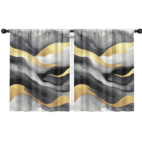 Blackout Kids Curtains,Gray and Gold Marble Golden Lines Pattern Childrens Insulated Curtains Set Of 2,Bedroom Essentials,Toddler Room Decor 42"x54"
