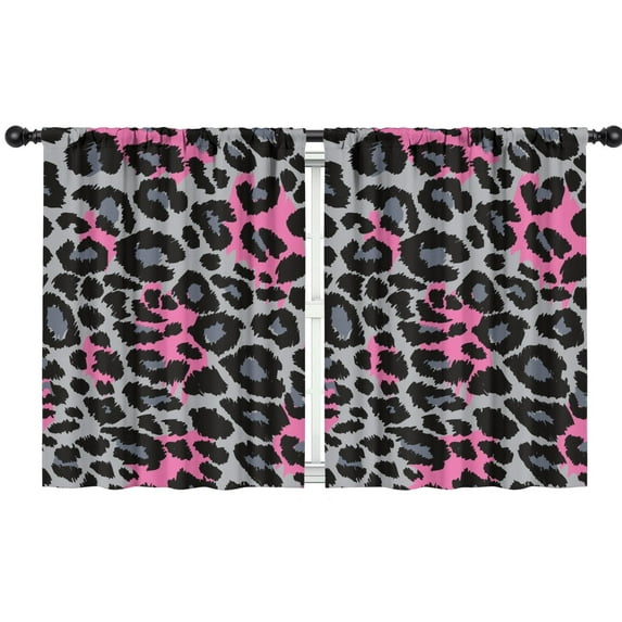 Blackout Kids Curtains,Gray and Pink Of Leopard Print Childrens Insulated Curtains Set Of 2,Bedroom Essentials,Toddler Room Decor 42"x54"