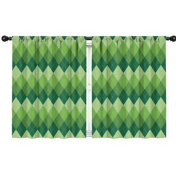 Blackout Kids Curtains,Green Argyle Pattern Childrens Insulated Curtains Set Of 2,Bedroom Essentials,Toddler Room Decor 42"x54"