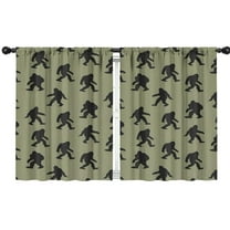 Blackout Kids Curtains,Green Bigfoot Pattern Childrens Insulated Curtains Set Of 2,Bedroom Essentials,Toddler Room Decor 42x54in(106x137cm)