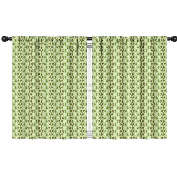 Blackout Kids Curtains,Green Bigfoot and Tree Pattern Childrens Insulated Curtains Set Of 2,Bedroom Essentials,Toddler Room Decor 42x54in(106x137cm)