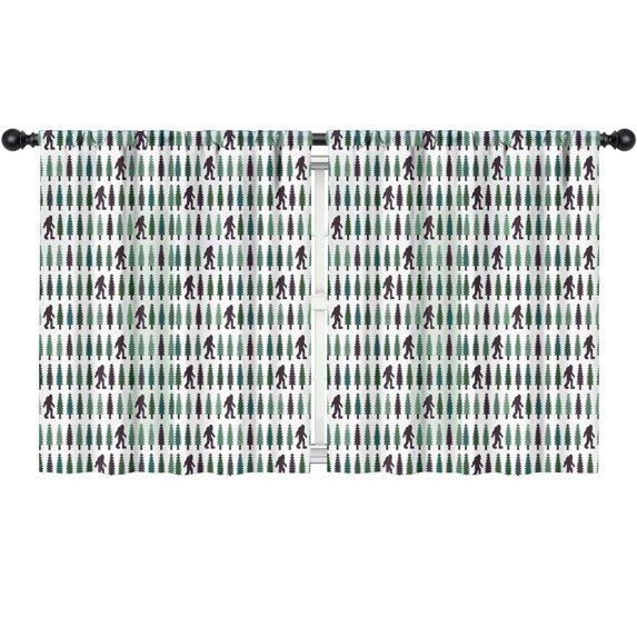 Blackout Kids Curtains,Green Bigfoot and Tree Pattern Childrens Insulated Curtains Set Of 2,Bedroom Essentials,Toddler Room Decor 52x63in(132x160cm)