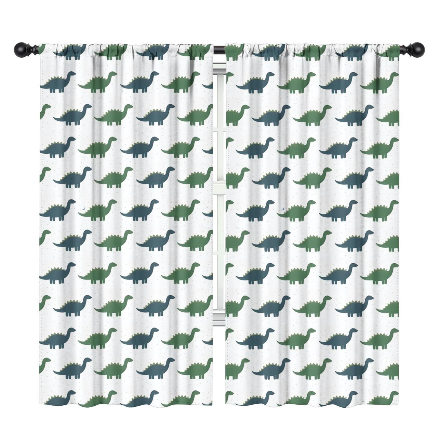 Blackout Kids Curtains,Green Blue Dinosaurs Pattern Childrens Insulated Curtains Set Of 2,Bedroom Essentials,Toddler Room Decor 42"x84"