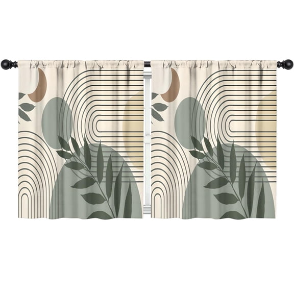 Blackout Kids Curtains,Green Boho Geometric and Plant Pattern Childrens Insulated Curtains Set Of 2,Bedroom Essentials,Toddler Room Decor 52x63in(132x160cm)