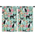 thumbnail image 1 of Blackout Kids Curtains,Green Boston Terrier and Flower Childrens Insulated Curtains Set Of 2,Bedroom Essentials,Toddler Room Decor 52x84in(132x213cm), 1 of 4