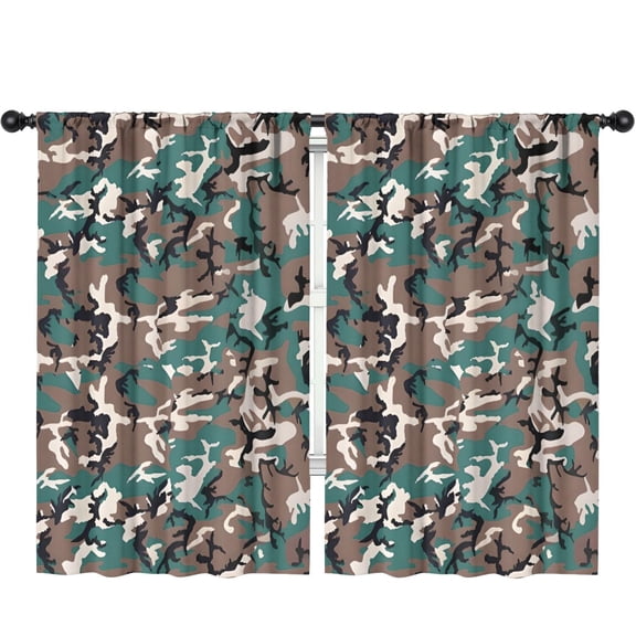 Blackout Kids Curtains,Green Brown Camo Irregular Shapes Pattern Childrens Insulated Curtains Set Of 2,Bedroom Essentials,Toddler Room Decor 52"x84"