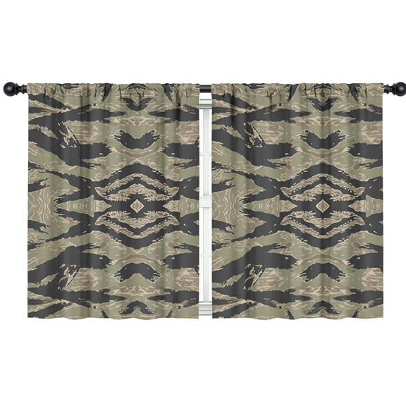 Blackout Kids Curtains,Green Camo Tiger Stripe Pattern Childrens Insulated Curtains Set Of 2,Bedroom Essentials,Toddler Room Decor 42"x54"