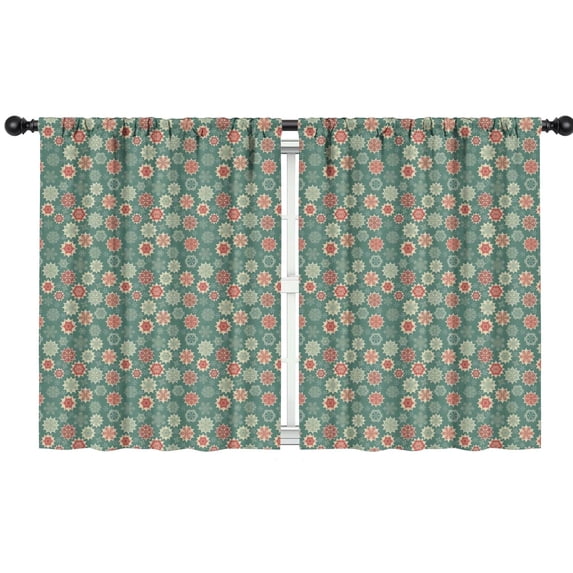 Blackout Kids Curtains,Green Christmas Floral Pattern Childrens Insulated Curtains Set Of 2,Bedroom Essentials,Toddler Room Decor 42"x54"