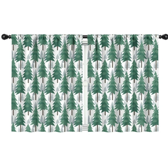 Blackout Kids Curtains,Green Christmas Tree Pattern Childrens Insulated Curtains Set Of 2,Bedroom Essentials,Toddler Room Decor 42"x54"