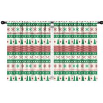 Blackout Kids Curtains,Green Christmas Tree and Snowflake Pattern Childrens Insulated Curtains Set Of 2,Bedroom Essentials,Toddler Room Decor 42"x54"