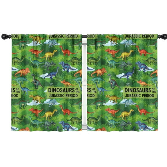 Blackout Kids Curtains,Green Dinosaurs Jurassic Pattern Childrens Insulated Curtains Set Of 2,Bedroom Essentials,Toddler Room Decor 42"x54"