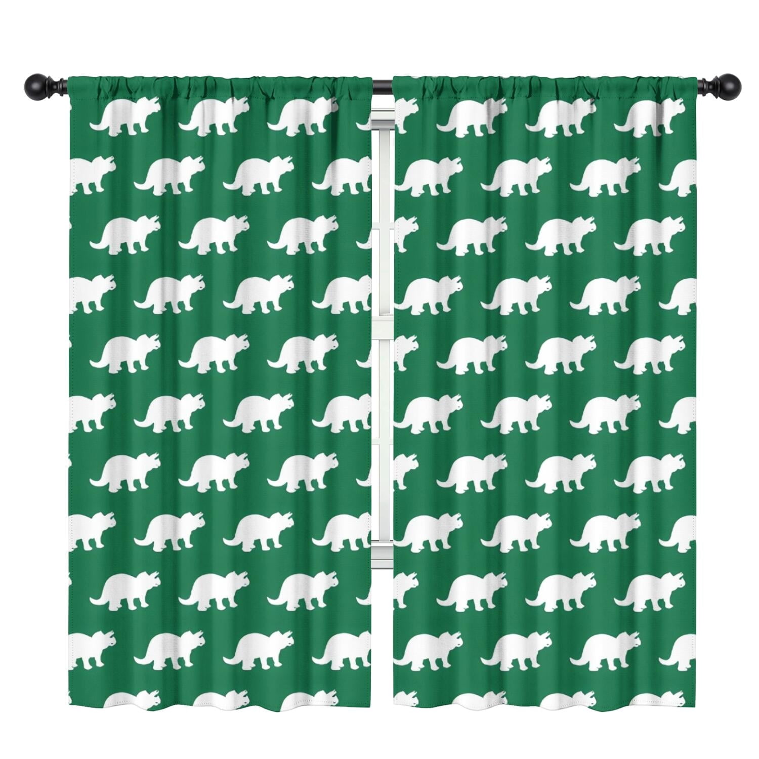Blackout Kids Curtains,Green Dinosaurs Pattern Childrens Insulated Curtains Set Of 2,Bedroom Essentials,Toddler Room Decor 42"x84"