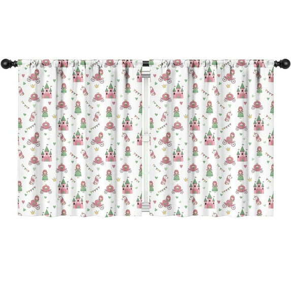 Blackout Kids Curtains,Green Dress Princess Castle Pattern Childrens Insulated Curtains Set Of 2,Bedroom Essentials,Toddler Room Decor 52"x63"
