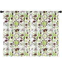 Blackout Kids Curtains,Green Football Monogram Pattern Childrens Insulated Curtains Set Of 2,Bedroom Essentials,Toddler Room Decor 52"x84"