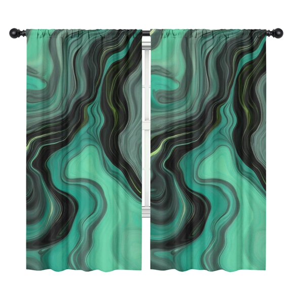 Blackout Kids Curtains,Green Gray Yellow Marble Pattern Childrens Insulated Curtains Set Of 2,Bedroom Essentials,Toddler Room Decor 42"x84"