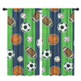 thumbnail image 1 of Blackout Kids Curtains,Green Striped Sports Balls Pattern Childrens Insulated Curtains Set Of 2,Bedroom Essentials,Toddler Room Decor 42"x84", 1 of 5