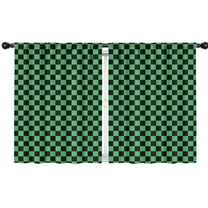 Blackout Kids Curtains,Green and Black Checkerboard Pattern Childrens Insulated Curtains Set Of 2,Bedroom Essentials,Toddler Room Decor 42"x54"