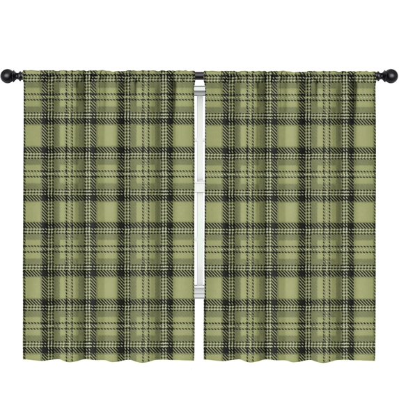 Blackout Kids Curtains,Green and Black Checkered Pattern Children's Insulated Curtains Set Of 2,Bedroom Essentials,Toddler Room Decor 52"x84"