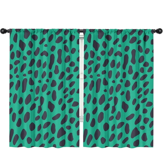 Blackout Kids Curtains,Green and Black Of Leopard Print Childrens Insulated Curtains Set Of 2,Bedroom Essentials,Toddler Room Decor 52"x84"