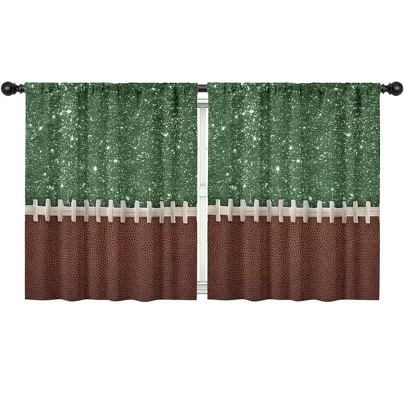 Blackout Kids Curtains,Green and Brown Football Stitch Pattern Childrens Insulated Curtains Set Of 2,Bedroom Essentials,Toddler Room Decor 52"x63"