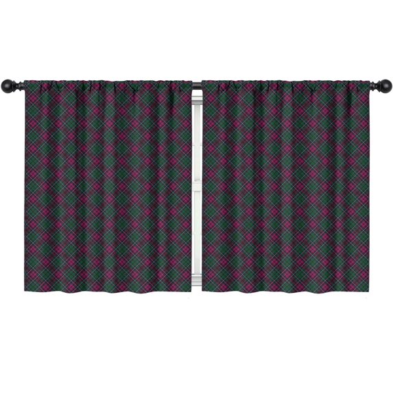 Blackout Kids Curtains,Green and Pink Checkered Pattern Children's Insulated Curtains Set Of 2,Bedroom Essentials,Toddler Room Decor 52"x63"