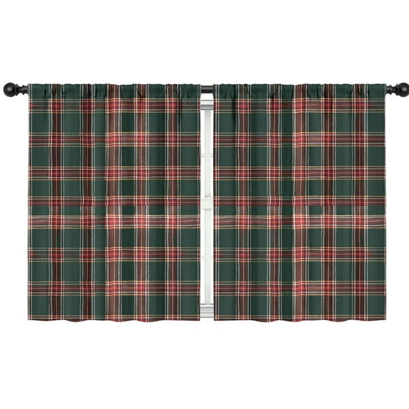 Blackout Kids Curtains,Green and Red Christmas Plaid Pattern Childrens Insulated Curtains Set Of 2,Bedroom Essentials,Toddler Room Decor 42"x54"