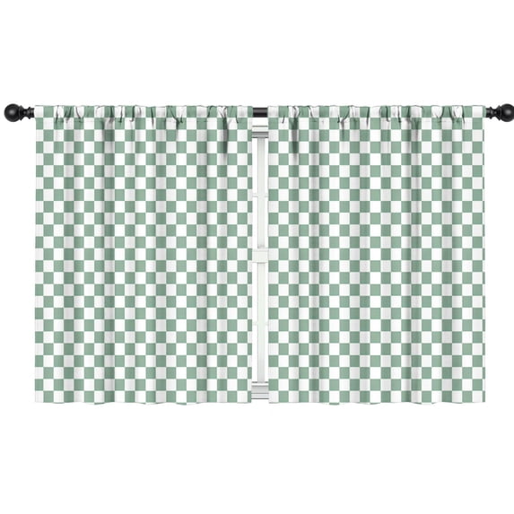Blackout Kids Curtains,Green and White Checkerboard Pattern Childrens Insulated Curtains Set Of 2,Bedroom Essentials,Toddler Room Decor 42"x54"